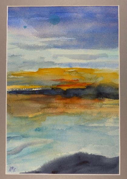 Aquarelle d'un couché de soleil